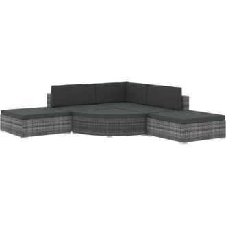 vidaXL Set De Muebles De Jard&iacute;n 6 Pzas Y Cojines Rat&aacute;n Sint&eacute;tico Gris Vidaxl