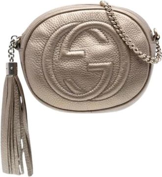 Gucci Pre-owned Cross Body Bags, female, Beige, Size: ONE SIZE Pre-owned Leather Cross Body Bag