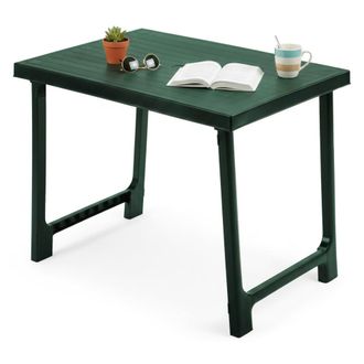 Dmora Mesa De Exterior Beechwood, 6 Plazas, Mesa Fija Rectangular Made In Italy, Longitud M&aacute;xima 81 Cm, 81x56x63h Cm Verde