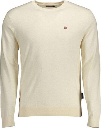 Napapijri Mens Crew Neck Jumper Cotton Knit - Ivory - Size 2XL