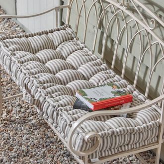 Dibor Grey Reversible Chair Pad Bench Seat Pad Cushion L105 x W42cm in Cream | Size: Large