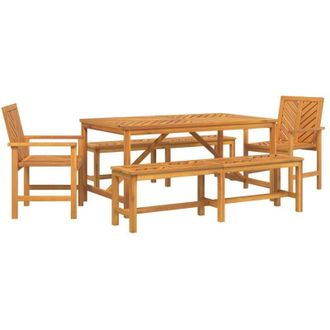 vidaXL Vidaxl - Conjunto De Comedor De Jard&iacute;n 5 Pcs Marr&oacute;n 150 X 90 X 74 Cm