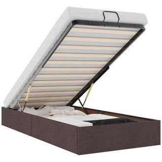 vidaXL Estructura Cama Otomana Sin Colch&oacute;n Tela Marr&oacute;n Oscuro 90x200cm Vidaxl