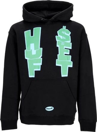 HUF Huf, Hoodies & sweatvesten, Heren, Zwart, S, Katoen, Zwarte hoodie met lange mouwen en kangoeroezak