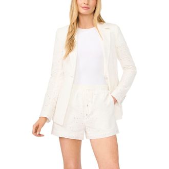 CeCe by Cynthia Steffe Cotton Eyelet Blazer in Ultra White at Nordstrom, Size 10
