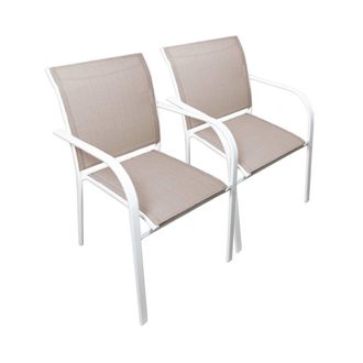 Sweeek Silla de jard&iacute;n de aluminio y textileno, set de 2, blanco