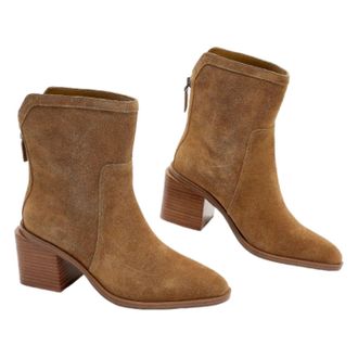 Vince Camuto Kortimy Boots 7 Nutmeg Suede Block Heel Ankle Bootie HAWK2644