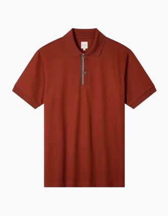 Paul Smith Mens Paul Smith Signature Stripe Trim Polo Shirt 18 LTRUS - Brown - Size: 38