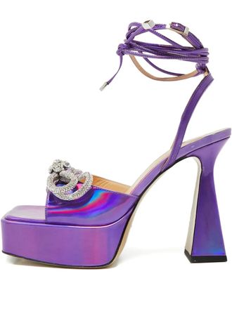 Mach & Mach bow-detail leather sandals - women - Calf Leather/Calf Leather/Calf Leather - 41 - Purple