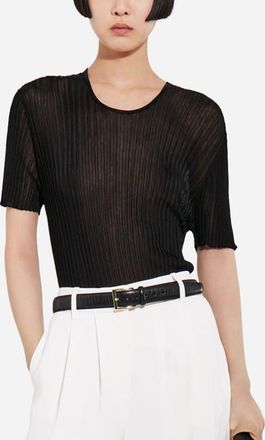 Co Sheer Rib T-Shirt in Viscose in Black at Nordstrom, Size Xx-Small