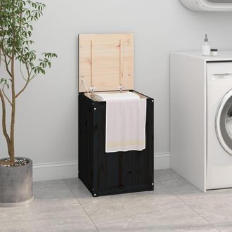 vidaXL Vidaxl - Ba&uacute;l Para La Colada Madera Maciza De Pino Negro 44x44x66 Cm
