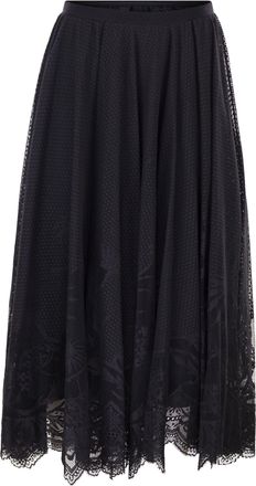 Fabiana Filippi Falda acampanada de encaje con bordado de follaje