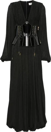 Elisabetta Franchi Corset-style Pleated Maxi Dress