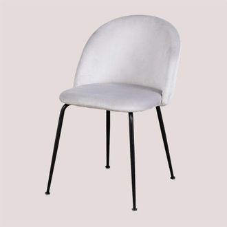 Sklum Sklum - Pack 2 Sillas De Comedor En Terciopelo Kana Design Gris Perla Negro