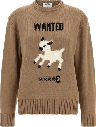 Moschino Beige Virgin Wool Womens Cardigan