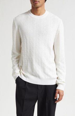 Balmain Monogram Jacquard Merino Wool Blend Sweater in 0Ka Natural at Nordstrom, Size Xx-Large