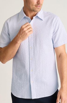 Bonobos Riviera Slim Fit Short Sleeve Seersucker Button-Up Shirt in Morgan Seer Sucker Stripe at Nordstrom, Size Xx-Large