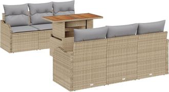 vidaXL Garden Sofa Set with Storage 7 pcs Beige Poly rattan Vidaxl