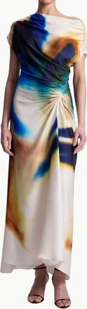 A.L.C. Penny Satin Midi Dress In Lapis Multi
