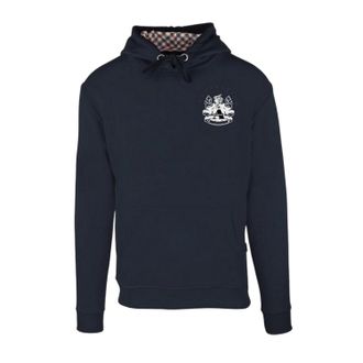 Aquascutum Heren Embleem Hoodie (Marine)