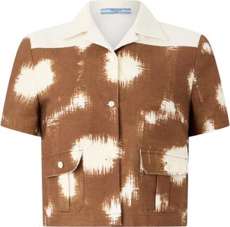 Prada Shirts, female, Multicolor, Size: M Printed Canvas Shirt
