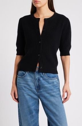 Frame Denim Shrunken Rib Wool & Cashmere Cardigan in Black at Nordstrom Rack, Size X-Large
