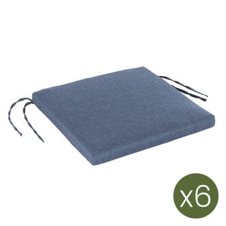ED&Egrave;N JARD&Iacute; Pack de 6 cojines para sillas de jard&iacute;n est&aacute;ndar olefin azul 44x44 cm