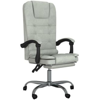 vidaXL Silla De Oficina Reclinable Con Masaje Terciopelo Gris Claro Vidaxl
