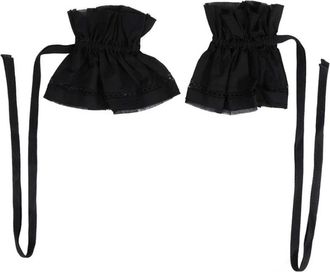 Ann Demeulemeester Suna Ruwe Rand Ruches met Lange Lintjes - Dames - Handschoenen - Zwart - Xs/S - Katoen - Accessoires