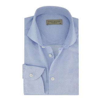 John Miller Heren, Overhemden, Blauw, Maat: M Katoen