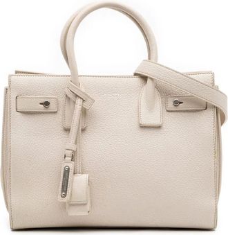 Saint Laurent Borsa a tracolla Baby Grained Sac de Jour in pelle di vitello pieno fiore 2017 - Bianco