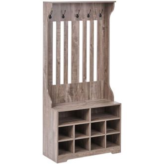 Beliani Shoe Storage with Coat Rack DENILIQUIM Dark Brown