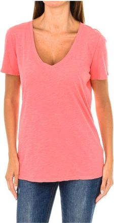 Armani Jeans Korte mouw V-hals T-shirt - Dames - T-shirts - Rood - XS - Katoen - Tops