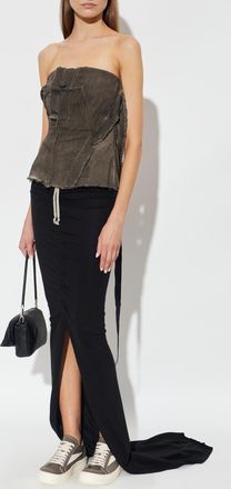 Rick Owens Top With Bare Shoulders And Decorative Strap, Womens, Brown