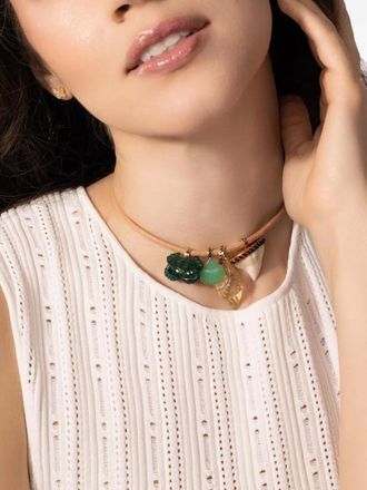 Dezso by Sara Beltran 18K rose gold Vexillum lemon quartz shell pendant necklace - women - 18kt Rose Gold/Enamel - One Size - Pink