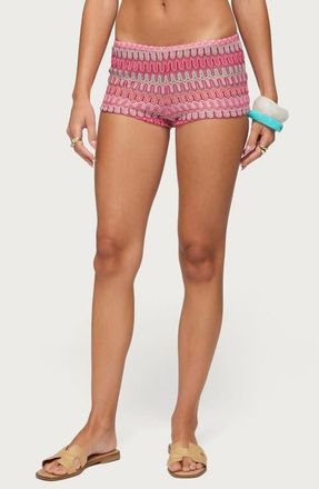 Edikted Megan Zigzag Stripe Low Rise Microshorts in Pink at Nordstrom, Size X-Small
