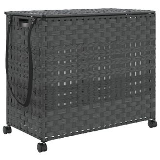 vidaXL Vidaxl - Cesto Para Ropa Sucia Con Ruedas Rat&aacute;n Gris 66x35x60 Cm