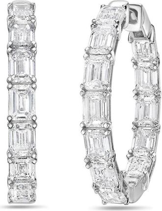 Diana M. Jewels 14kt 8cts Lab Grown Emerald Cut Diamond In & Out Hoop Earring, 8cts of emerald cut diamonds DEF color, VS clarity dimension: 1