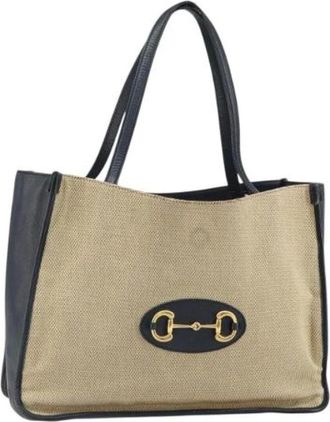 Gucci Pre-owned Tote Bags, female, Beige, Size: ONE SIZE Pre-owned Canvas Tote Bag