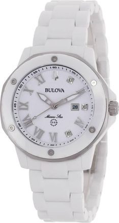 Bulova Marc Anthony Marine Star Quartz Diamond White Dial Ladies Watch 98P222