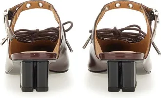 Ganni Lace-Up Mule - Burgundy
