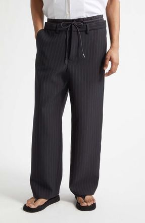 sacai Matelass&eacute; Twill Double Waist Pants in Black Stripe at Nordstrom, Size 4