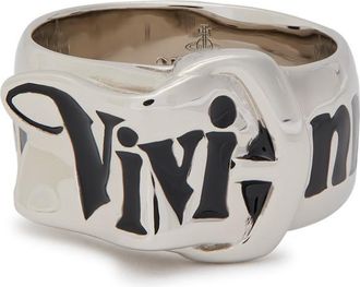 Vivienne Westwood Belt Logo-enamelled Sterling Silver Ring - XL