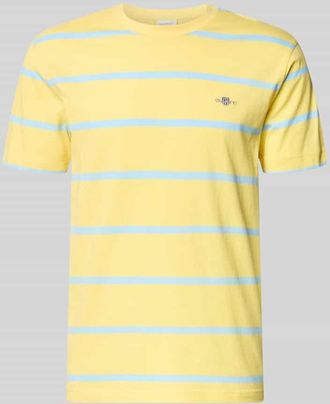 GANT Regular Fit T-Shirt mit Logo-Stitching in Hellgelb, Gr&ouml;&szlig;e 3XL