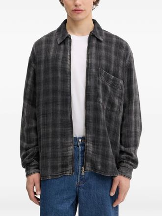 Won Hundred plaid zip-up shirt - men - Cotton - S - Grey