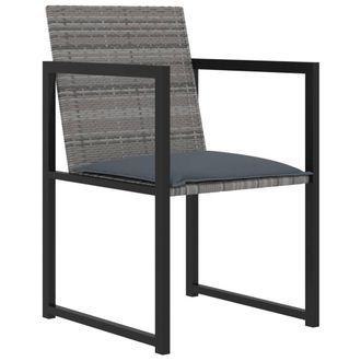 Berkfield Home Sturdy 5 Piece Outdoor Dining Set with Cushions Poly Rattan Grey