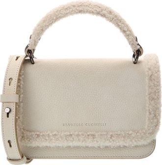 Brunello Cucinelli Leather & Shearling Shoulder Bag (Authentic Pre-Loved)