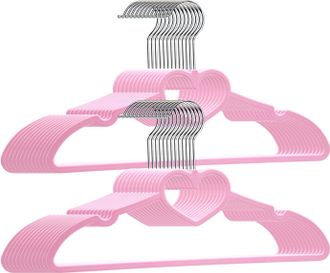 OEM Juego De 20 Perchas De Pl&aacute;stico Rosas Con Forma De Coraz&oacute;n, Acabado Liso, Resistentes, Ahorran Espacio, Para Vestidos/abrigos/camisas