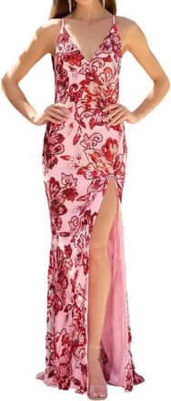 Primavera Long Sequin Prom Dress In Pink