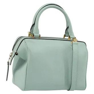 Celine Vintage Leather Blue Leather Handbag (Pre-Owned)